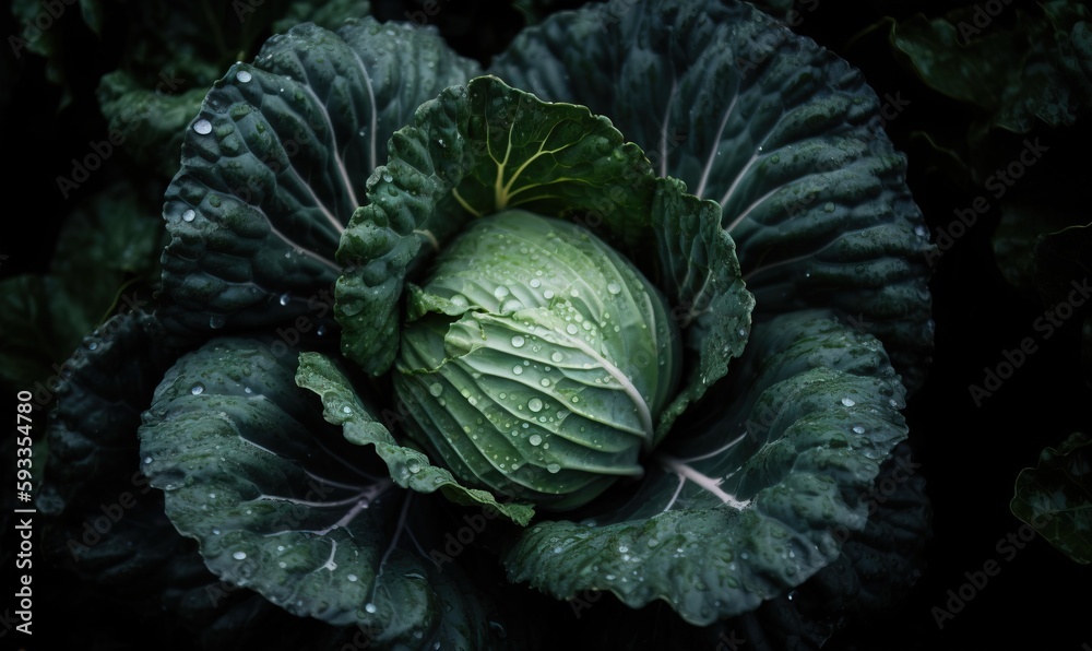 Obraz premium a green leafy plant with water droplets on it's leaves. generative ai