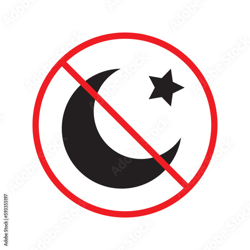 Night cloud weather with moon and stars vector icon, meteorology flat sign design. Night symbol pictogram. Warning, caution, attention, restriction prohibition forbidden label ban danger