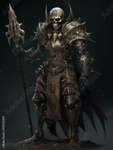 game character, skeleton knight, skeleton, warrior, generative IA, IA , generative, AI, 