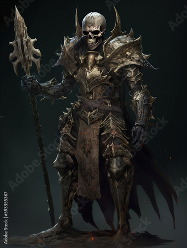 game character, skeleton knight, skeleton, warrior, generative IA,  IA , generative, AI, 