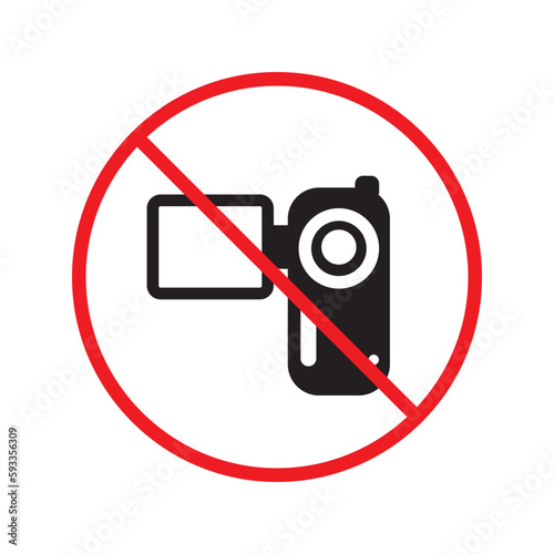 Free Download Forbidden recording flat icon. No video camera vector sign. Prohibited video icon. Warning, caution, attention, restriction, ban, label. No rec symbol pictogram - GFXLoad