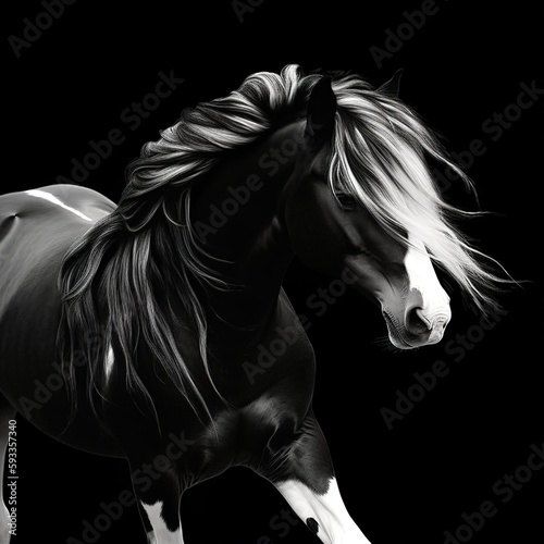 Schwarz Wei   Bild von einem Pferd
