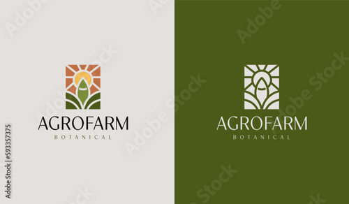 Agriculture Plant Leaf Logo Template. Universal creative premium symbol. Vector illustration. Creative Minimal design template. Symbol for Corporate Business Identity