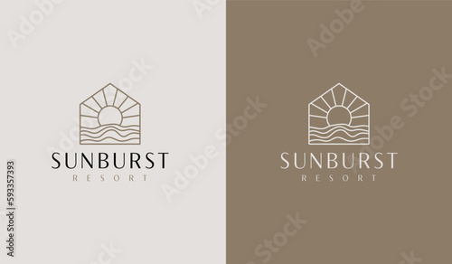 Beach House Resort Logo. Universal creative premium symbol. Vector sign icon logo template. Vector illustration