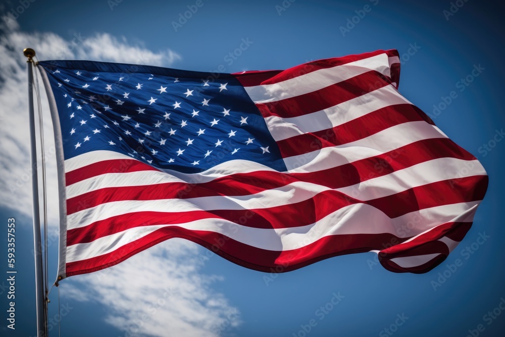 Obraz premium Canadian flag waving in the wind, national country symbol, generative AI