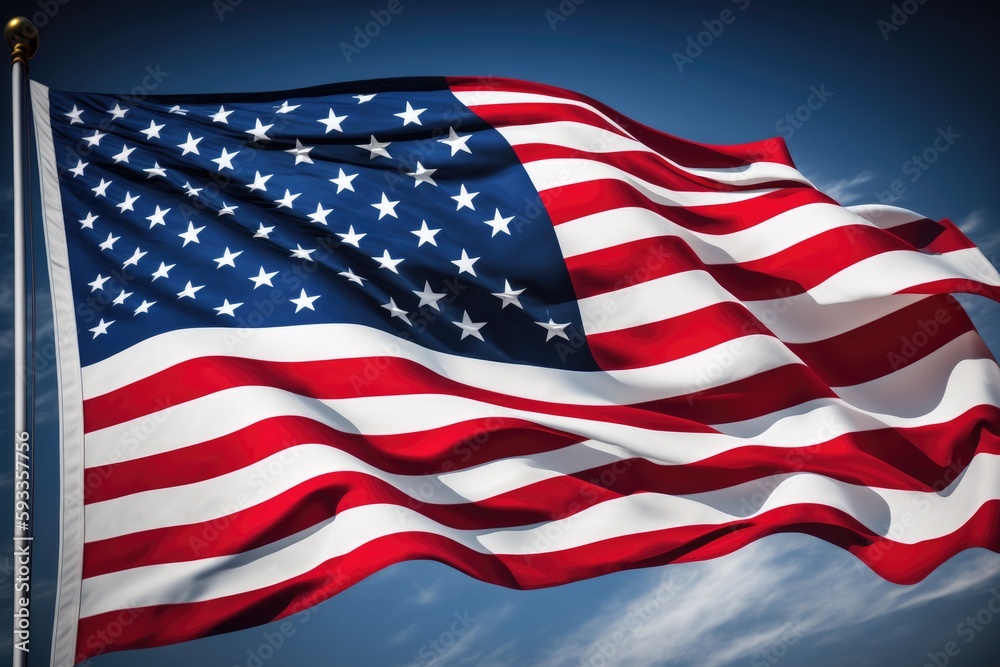 Fototapeta premium American flag waving in the wind, generative AI