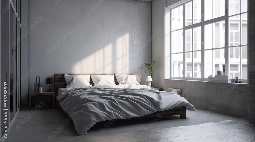 bedroom interior design scene, minimalistic, generative AI bedroom interior design scene, minimalistic, generative AI