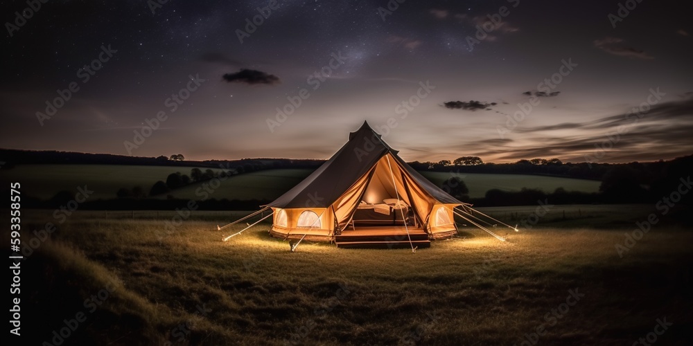 Tent, camping, glamping. luxury glamorous camping. Glamping in the beautiful countryside