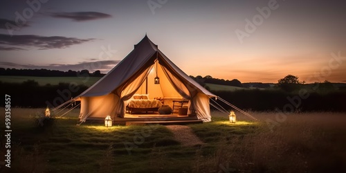 Tent, camping, glamping. luxury glamorous camping. Glamping in the beautiful countryside © colacino.art