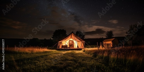 Tent, camping, glamping. luxury glamorous camping. Glamping in the beautiful countryside