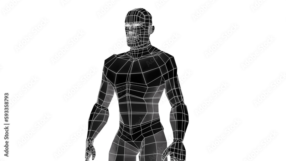 black and white body 3d wireframe robot black and white body 3d wireframe robot