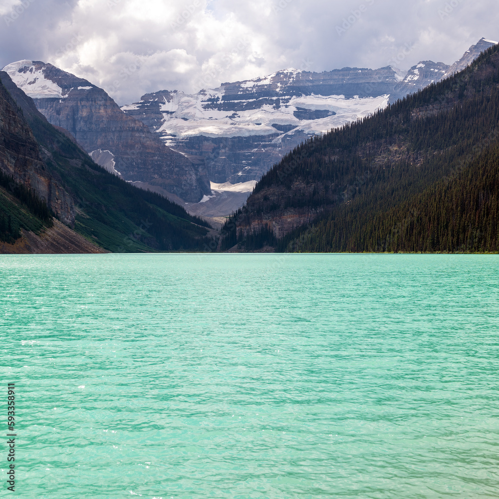 Lake Louise and Victoria glacier with copy space, Banff national park, Canada. Lake Louise and Victoria glacier with copy space, Banff national park, Canada.