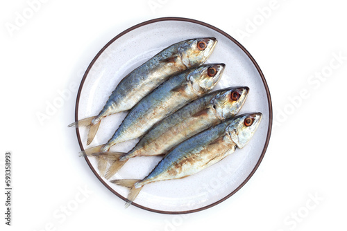 Salted fish on white background.