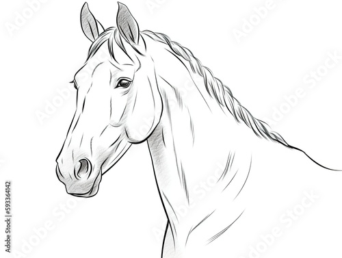 Pferd Zeichnung in Schwarz Wei   zum ausmalen 