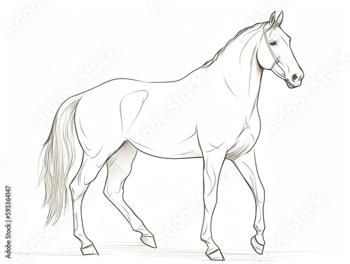 Pferd Zeichnung in Schwarz Wei   zum ausmalen 
