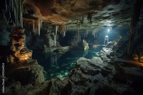 You come across an underwater cave filled with ancient artifacts and treasures
