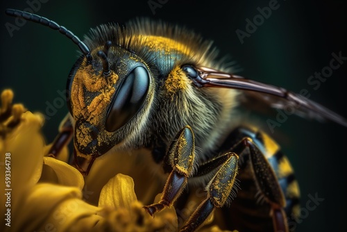 Bee on a Yellow Flower, Close Up, Macro © Boss