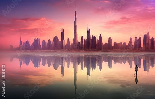 A man standing in front of a large city © bharath