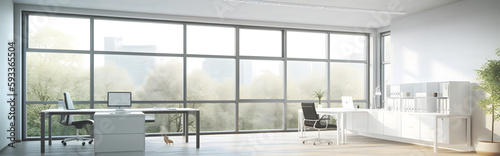 Modern workplaces with glass walls have transparent walls, plush furnishings, and lovely surroundings.