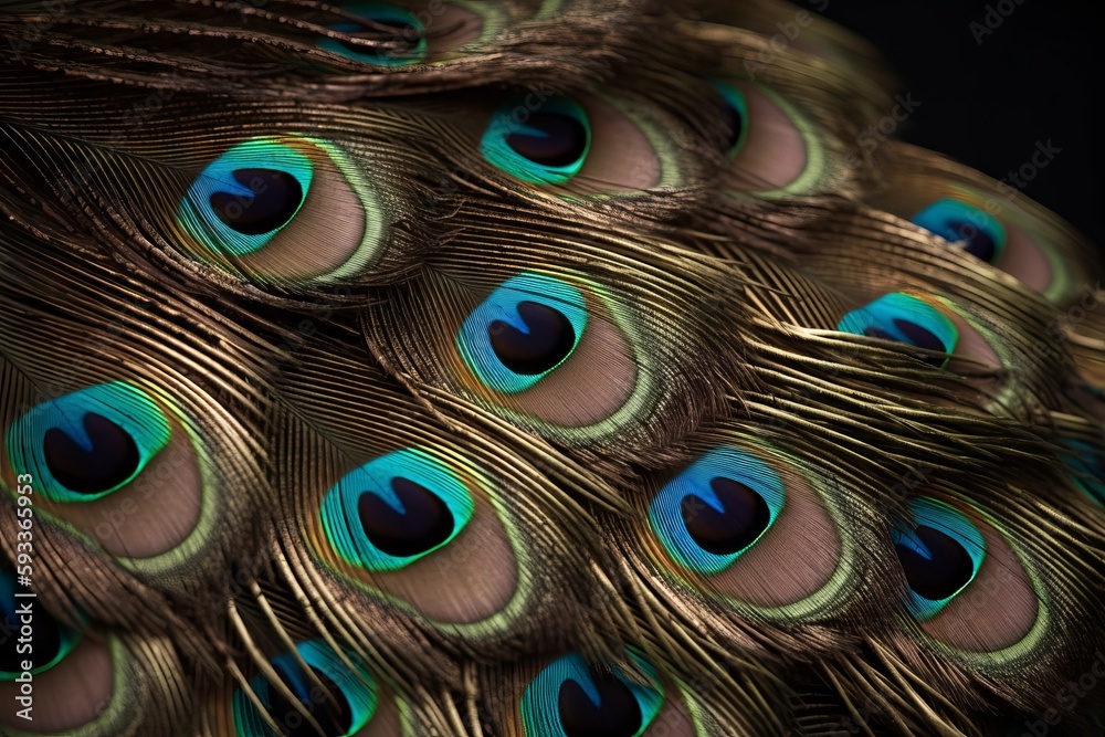 Fototapeta premium Capture the intricate patterns on a peacock's feathers from a close-up view