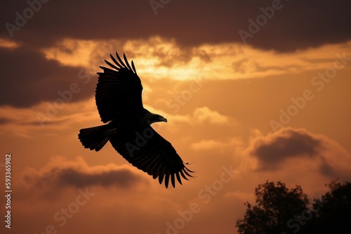 2. Photograph the silhouette of a soaring eagle against a sunset sky © Sascha