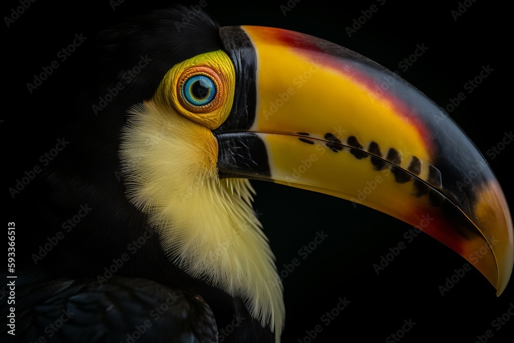 Fototapeta premium Capture the unique shape and colors of a toucan's beak