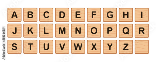 Wooden tiles alphabet for kids game and school language education.