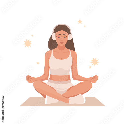 Beautiful woman doing yoga and meditation