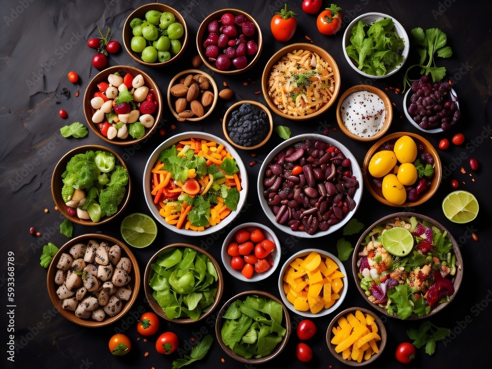 fruit and vegetables bowls