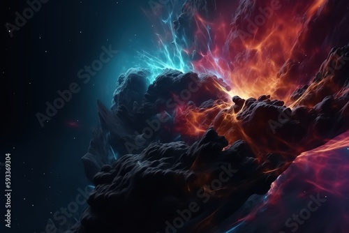Abstract outer space colorful clouds background. Generated ai. photo