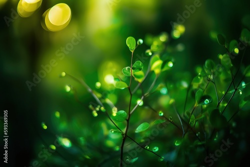 Abstract green petal natural bokeh background. Generated ai.