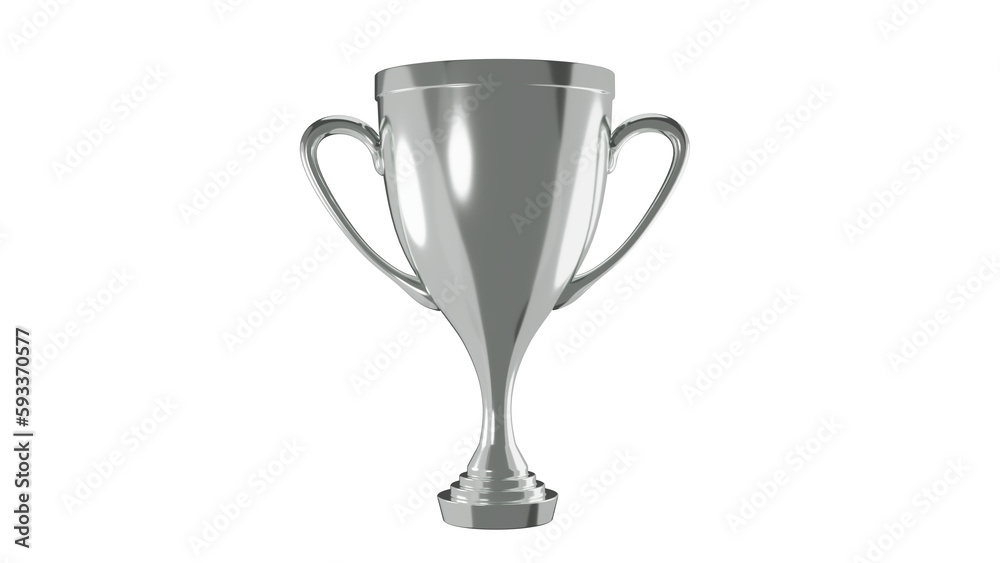 Silver shiny trophy cup with handles isolated on transparent background. Second place. Award concept. 3D render Silver shiny trophy cup with handles isolated on transparent background. Second place. Award concept. 3D render