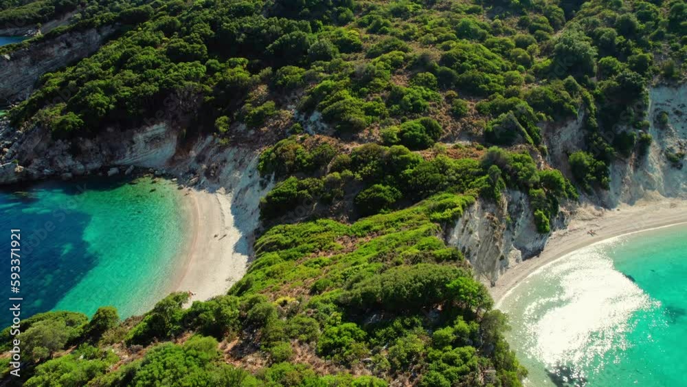 Aerial view of Ionian sea coast near Gidaki beach on Ithaki Island, Greece. Aerial view of Ionian sea coast near Gidaki beach on Ithaki Island, Greece.