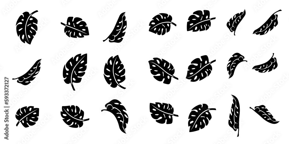 The leaves are black in abstract style. Design element. Vector illustration. The leaves are black in abstract style. Design element. Vector illustration.