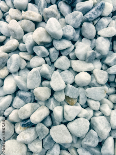 Decorative pebbles for the garden in shades of gray and blue.