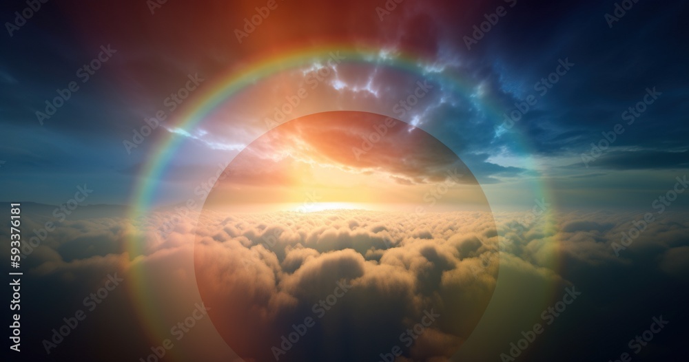 Vibrant Rainbow Emerging in the Clouds - Stunning Natural Phenomenon. Generative AI.