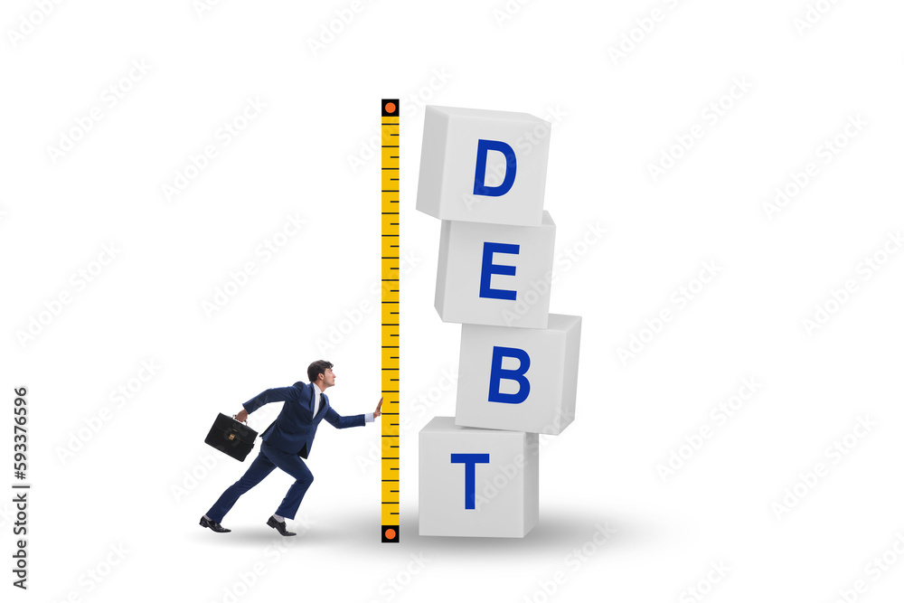 Debt assessment concept with businessman Debt assessment concept with businessman