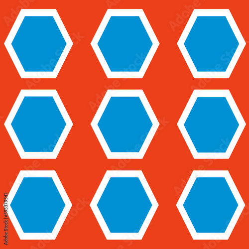 Vivid Minimalism blue orange polygon tile pattern