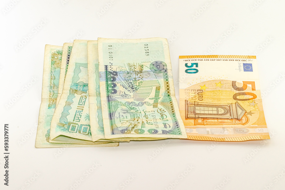fifty-euros-bill-and-five-bills-of-two-thousand-algerian-dinars-which