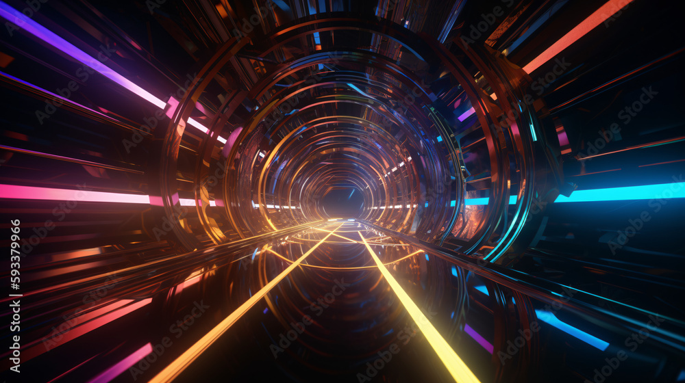 futuristic cyber space tunnel with RGB lighting super speed zooming in created with generative ai futuristic cyber space tunnel with RGB lighting super speed zooming in created with generative ai
