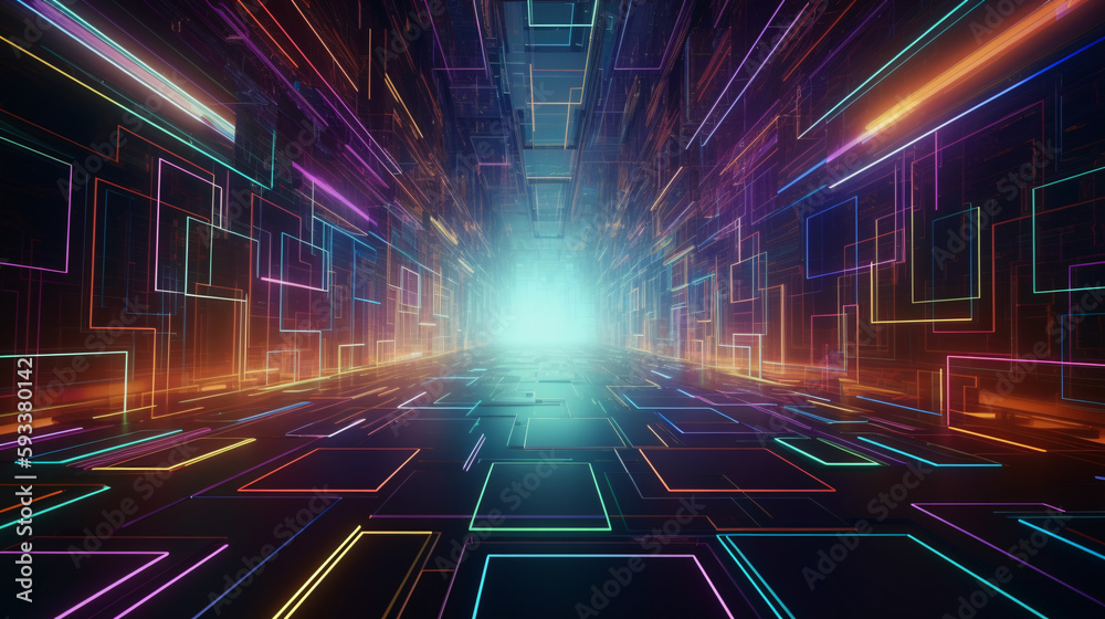 futuristic cyber space tunnel with RGB lighting super speed zooming in created with generative ai futuristic cyber space tunnel with RGB lighting super speed zooming in created with generative ai