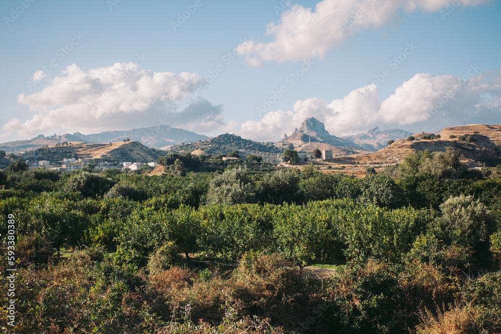 Landscape of Calabria with a ghowst town Pentidattilo