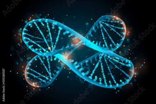 DNA double helix molecule composition.Human genome cell genetic biotechnology study in the field of medicine. Genetic engineering research and analysis in science laboratories, generative AI