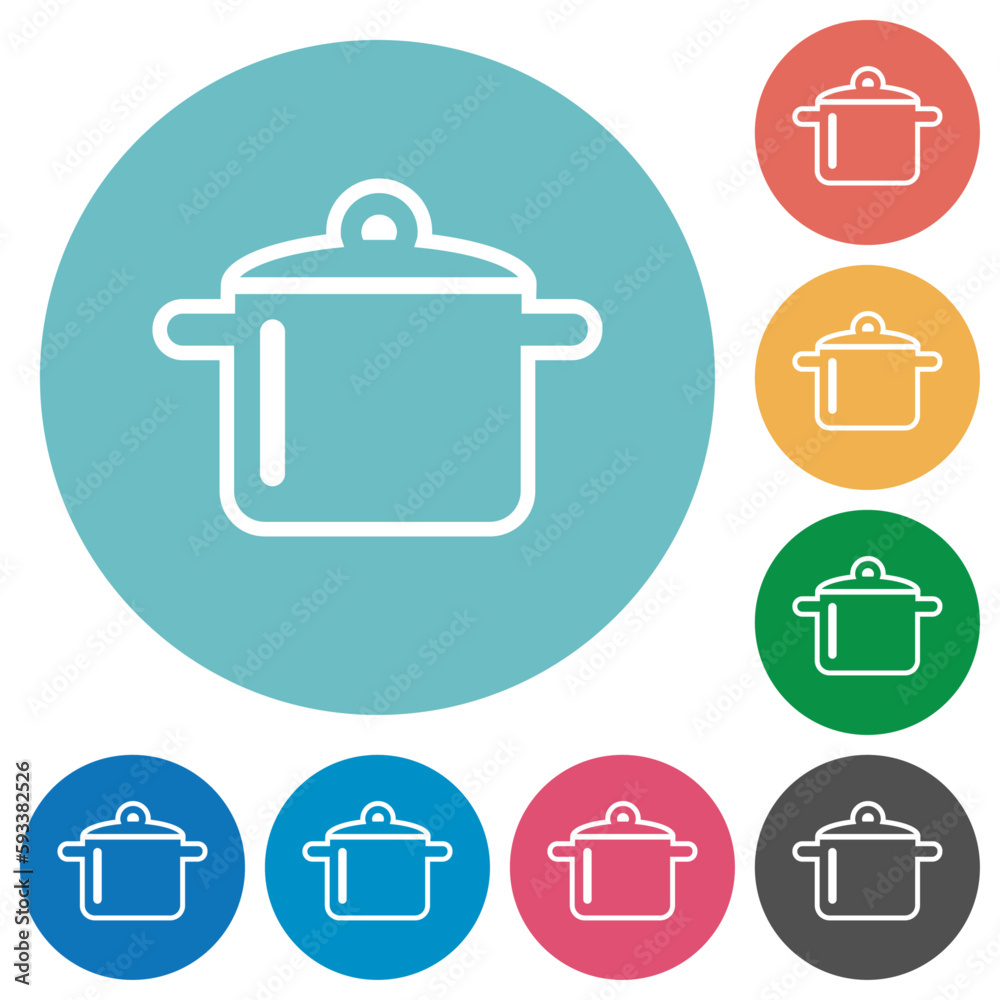 Cooking pot outline flat round icons Cooking pot outline flat round icons