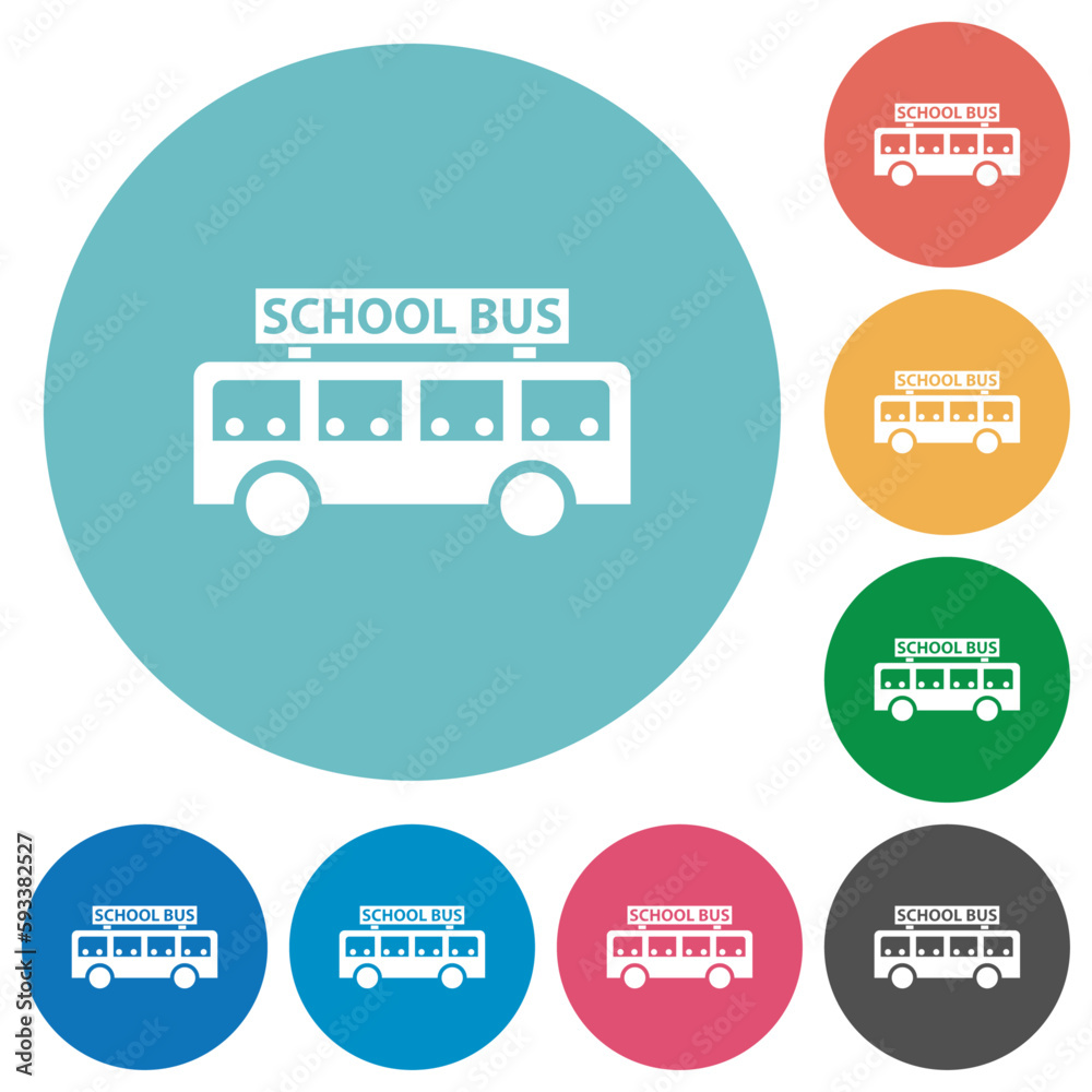 school bus with passengers side view flat round icons school bus with passengers side view flat round icons
