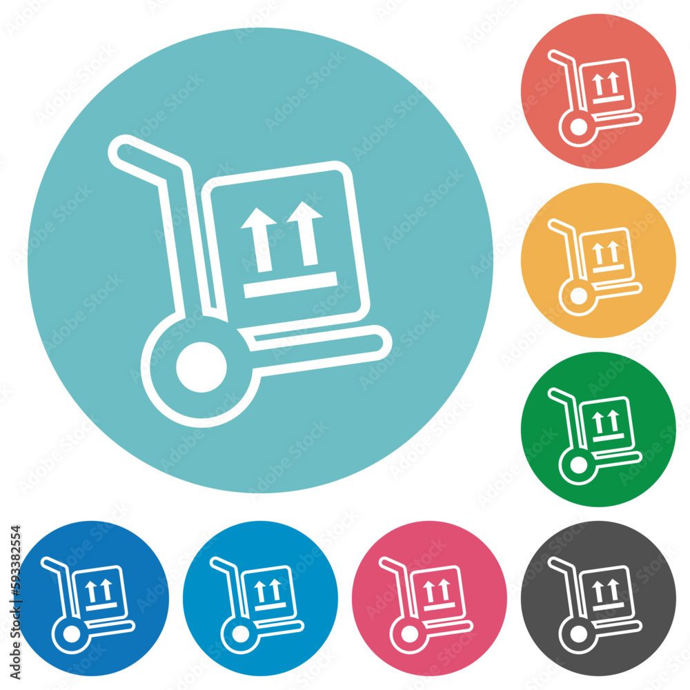 Side up parcel delivery outline flat round icons Side up parcel delivery outline flat round icons