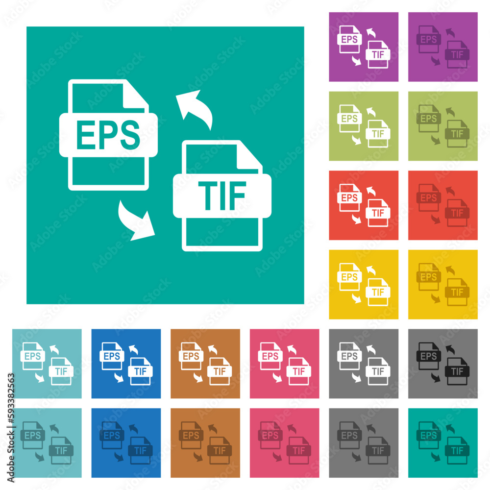 EPS TIF file conversion square flat multi colored icons