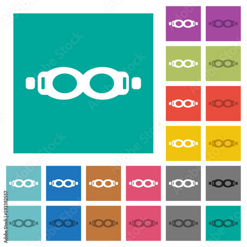 Swimming goggles square flat multi colored icons