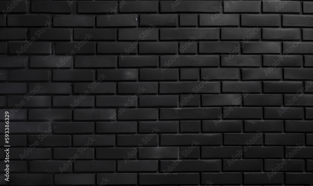 Black brick wall texture. Texture of old black and dark brick wall. Top view brick pattern on the wall. Generative AI.