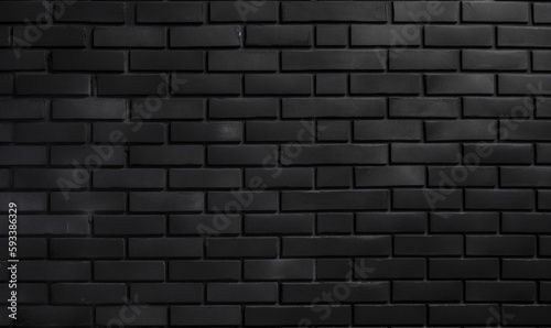 Black brick wall texture. Texture of old black and dark brick wall. Top view brick pattern on the wall. Generative AI.